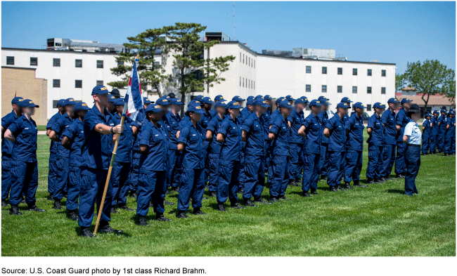 A large group of Coast Guard Recruits
