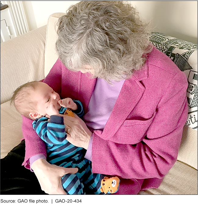 Older woman holding a baby