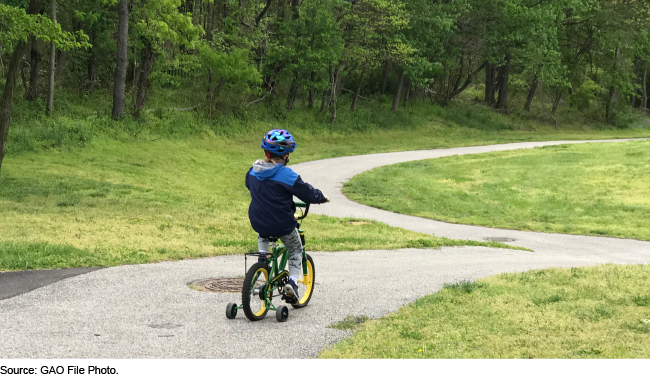 Child on a bicycle with training wheels