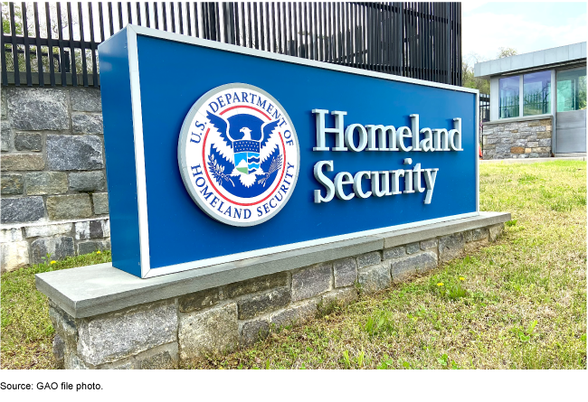 Exterior Department of Homeland Security sign