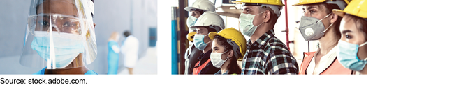 Workers Wearing a Face Shield and Face Masks
