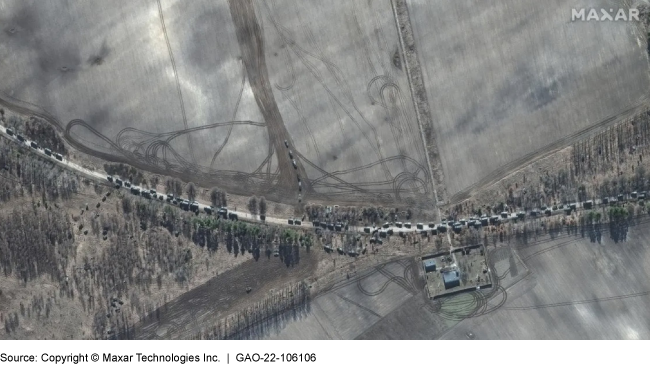 aerial view of military convoy