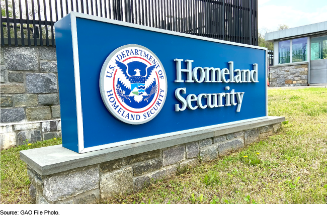 Department of Homeland Security sign outside of its HQ