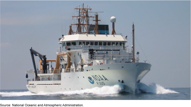 A National Oceanic and Atmospheric Administration fisheries research ship.
