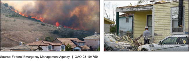 Disaster-related Damages to Homes in California (left) and Texas (right) in 2021