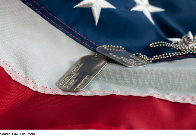 Military ID tags on a US flag