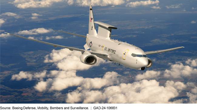 E-7A in the sky surrounded by clouds