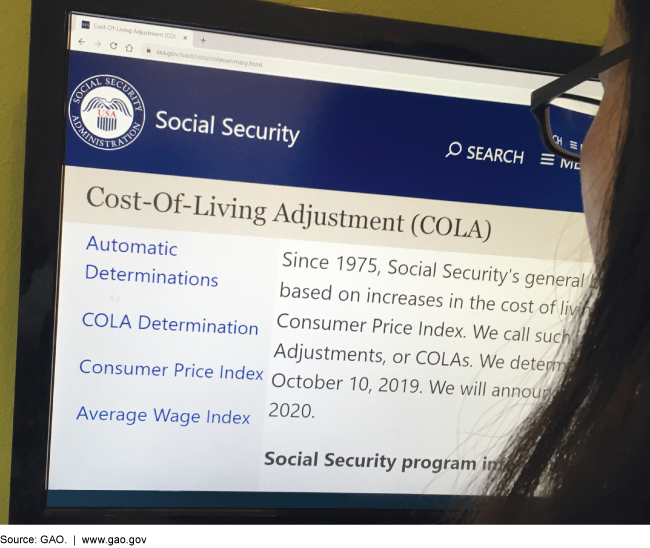 Woman looking at cost-of-living information on the Social Security website 