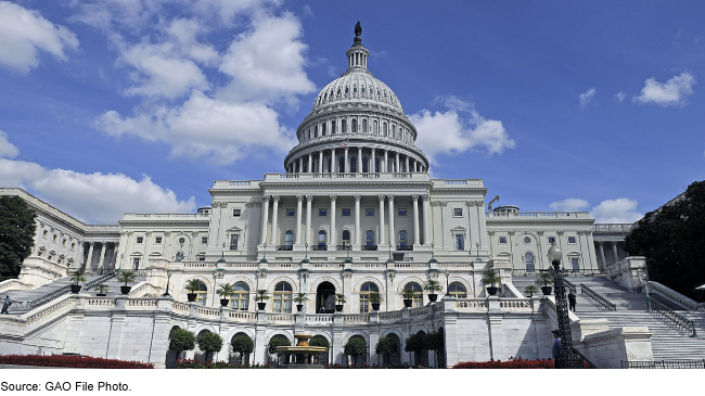 The U.S. Capitol on a sunny day.