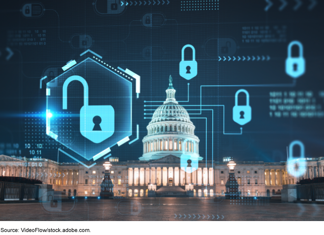 Lock icons superimposed over the U.S. Capitol building