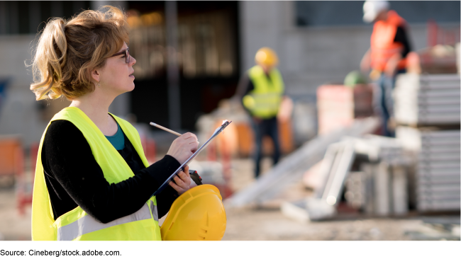 Image of female construction workers at a construction site. 