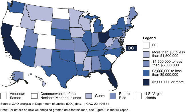 U.S. map showing where Second Change Reauthorization Act grants were awarded