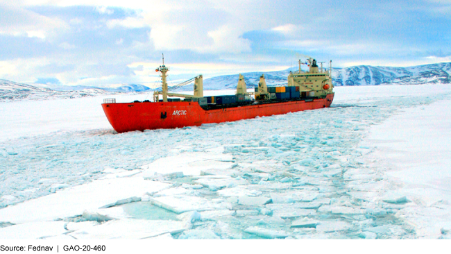 A ship in icy ocean water