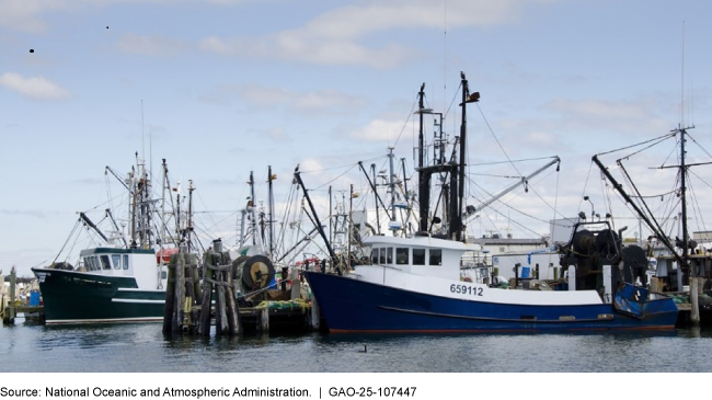 Two Fishing Vessels docked at a port