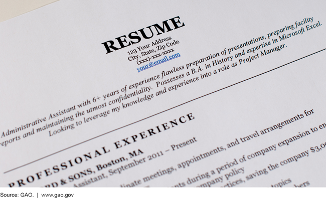 Photo of an example resume