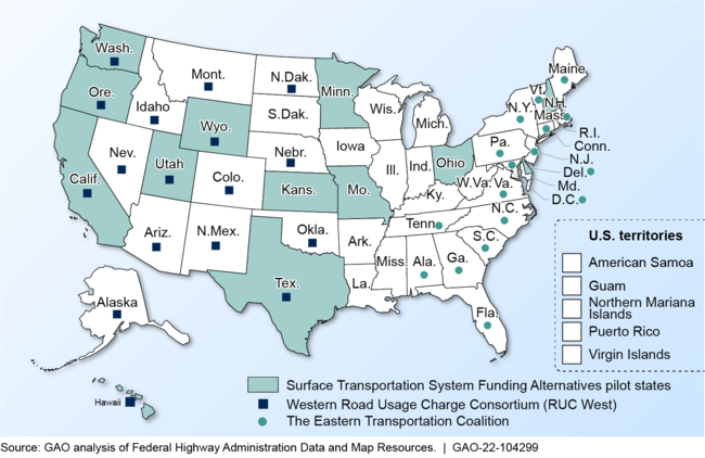 States That Received Surface Transportation System Funding Alternatives Funds and States Participating in Multistate Coalitions