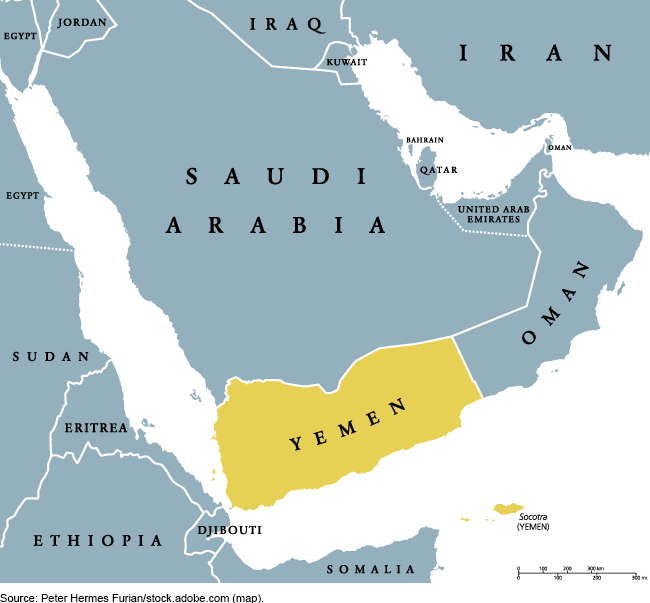 map with Yemen highlighted