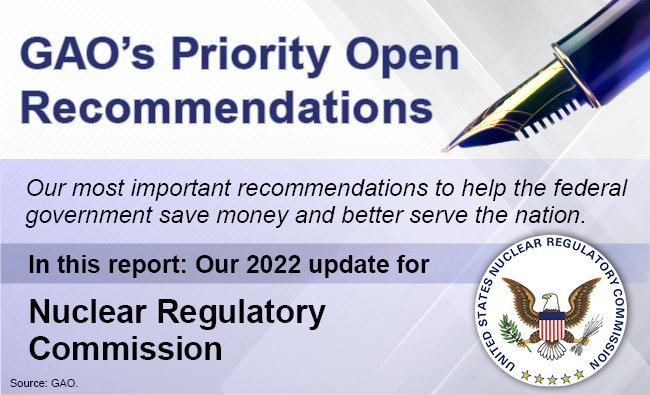 Graphic that says, "GAO's Priority Open Recommendations" and includes the NRC seal.
