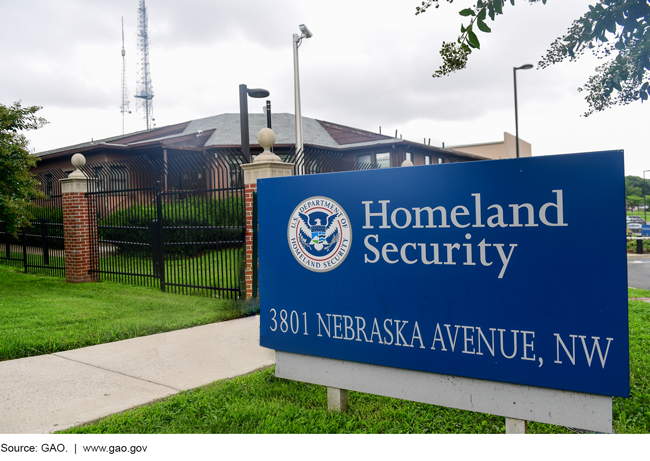 The sign for the Department of Homeland Security Headquarters