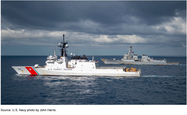 Coast Guard and Naval Vessels at sea