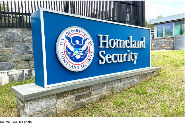 The building sign for the Department of Homeland Security with its seal.