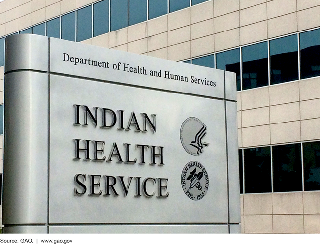 Photo of the sign in front of an Indian Health Service building