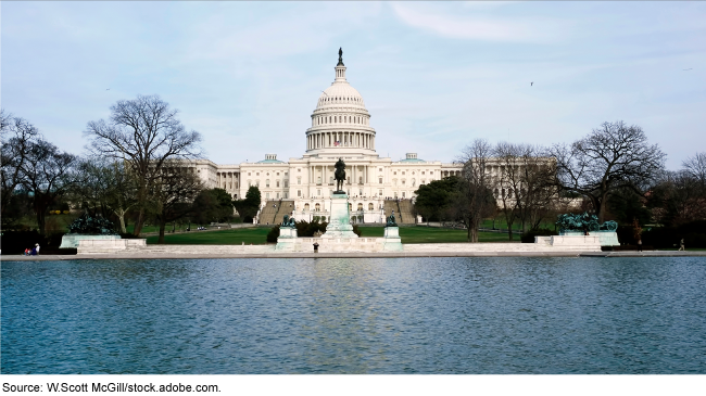 The Capital Building behind the reflection pool