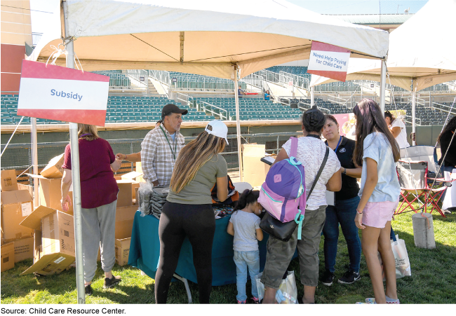 image of a temporary child care subsidy enrollment center in California
