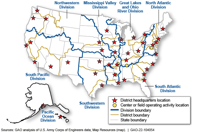 map showing various locations throughout the United States