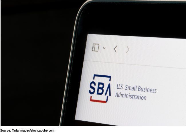 A computer screen that shows the Small Business Administration logo.