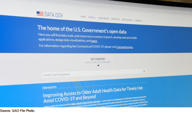 Homepage of the Data.gov website.