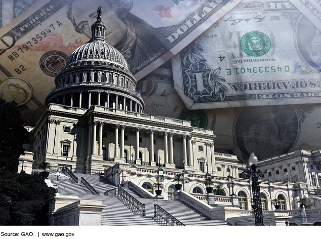 Image of Congress with money in the background. 