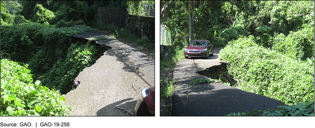 Damaged Segment of Road Near Maricao, Puerto Rico, September 2018