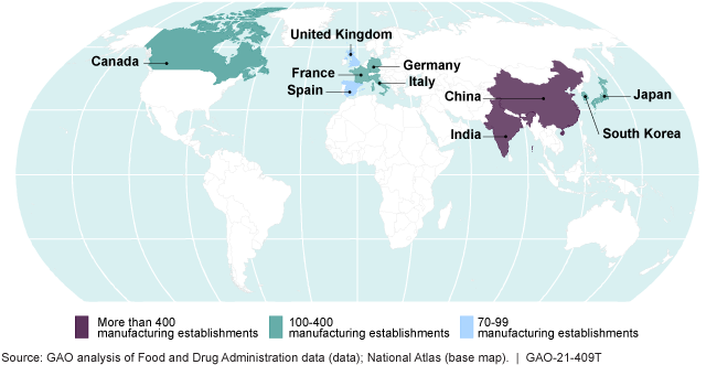 World map showing Canada, UK, France, Spain, Germany, Italy, China, India, Japan, and South Korea