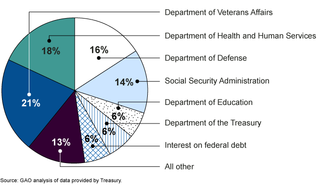pie chart of the FY 2022 net costs of U.S. government operations