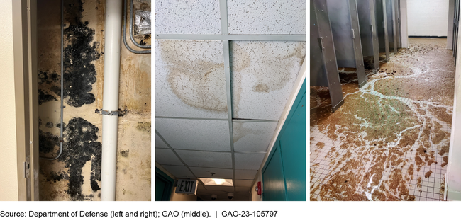 Examples of Poor Barracks Conditions at Military Installations GAO Visited