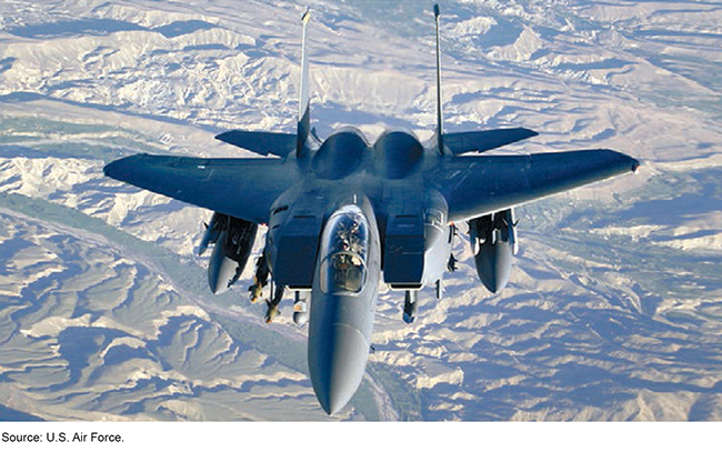 aerial view of an F-15 in flight