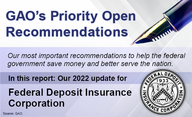 Graphic that says, GAO's Priority Open Recommendations" and includes the FDIC seal.