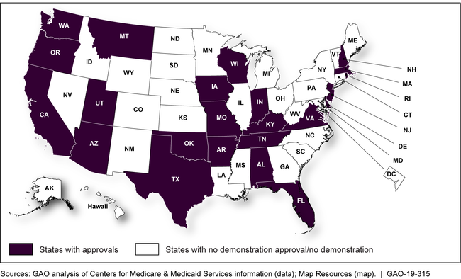 States that Received Demonstration Approvals, January 2017–May 2018