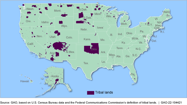 map of United States showing tribal lands