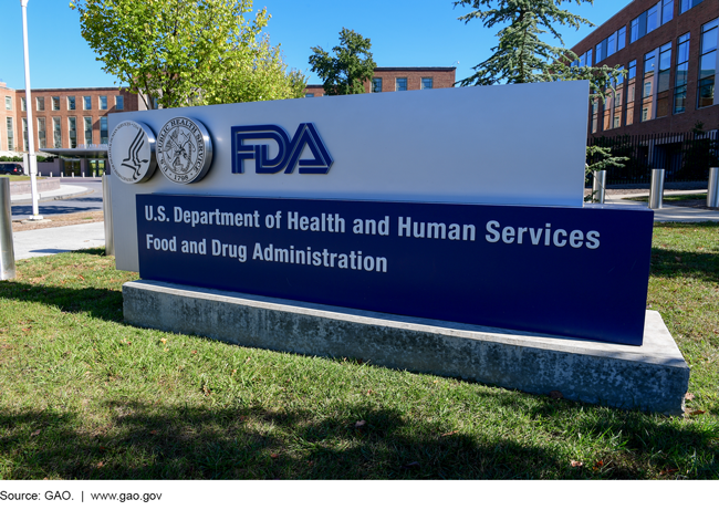 This is a photograph of a sign marking the Food and Drug Administration.