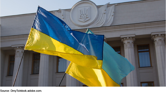 Two Ukraine flags.