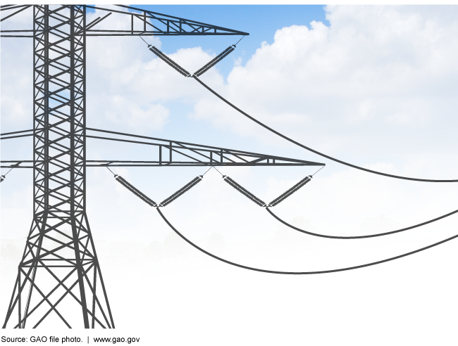 An illustration of powerlines connected to a tower