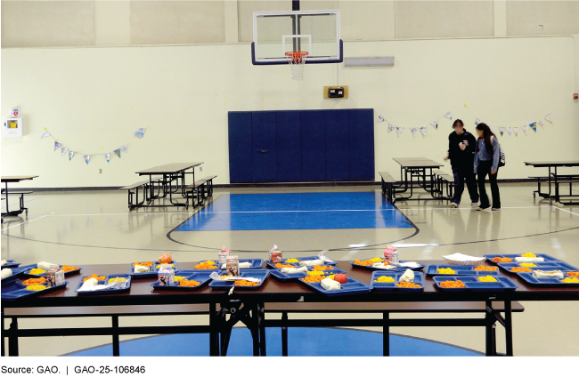 A charter school lunchroom, which is also the gymnasium