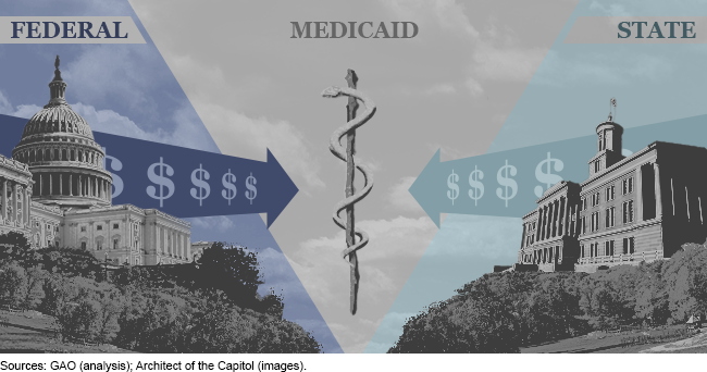A graphic of federal, Medicaid, and state funding