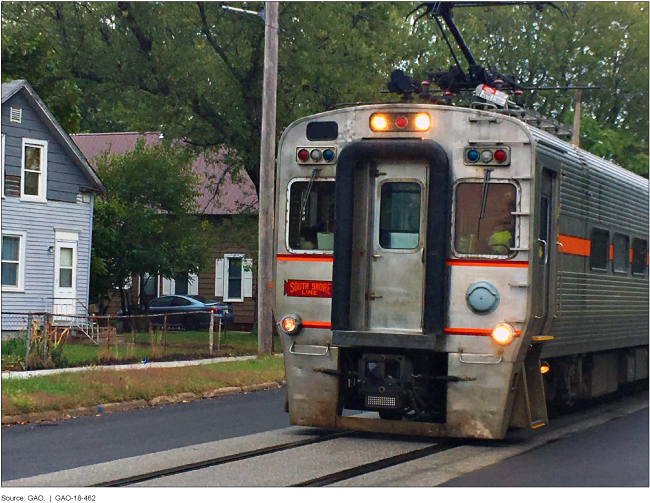 A South Shore commuter line train in Indiana.