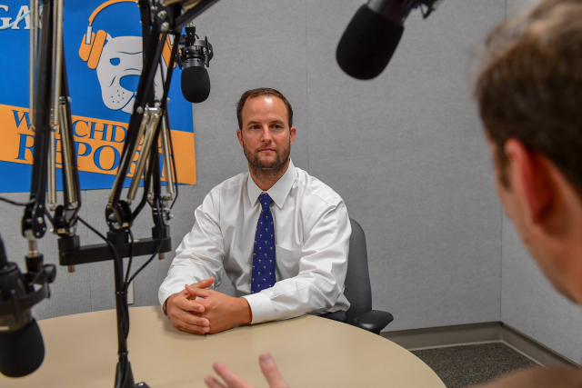 Photo of GAO's Homeland Justice and Security Director, Chris Currie, in the Podcast Studio