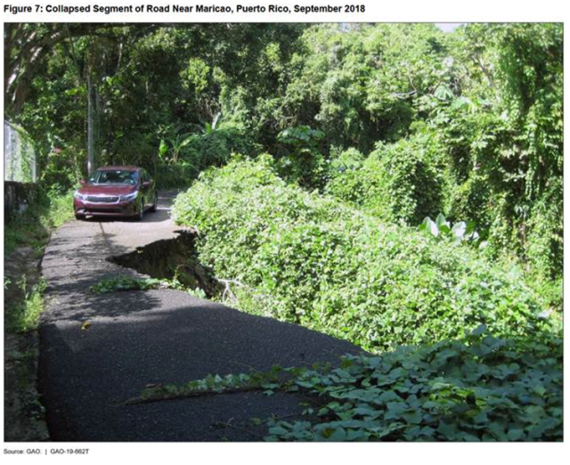Figure Showing Collapsed Segment of Road Near Maricao, Puerto Rico, September 2018