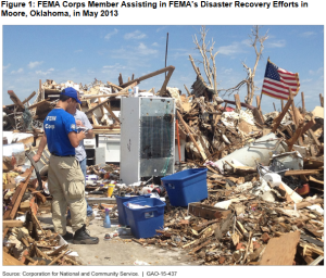 Figure 1: FEMA Corps Member Assisting in FEMA’s Disaster Recovery Efforts in Moore, Oklahoma, in May 2013