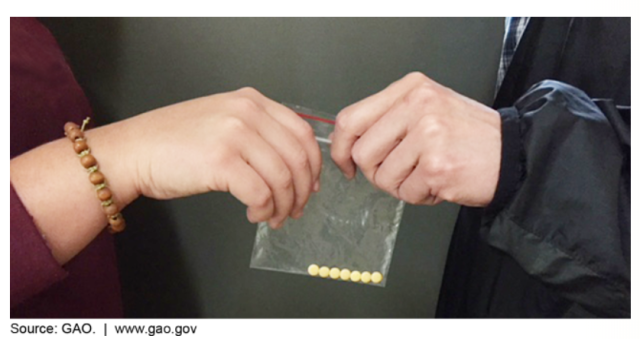 Photo of a Bag of Pills Exchanging Hands